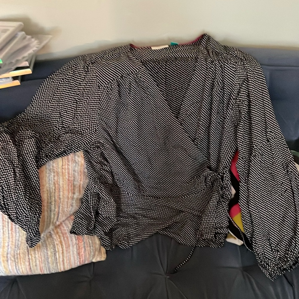 Anthropologie polka dot wrap blouse